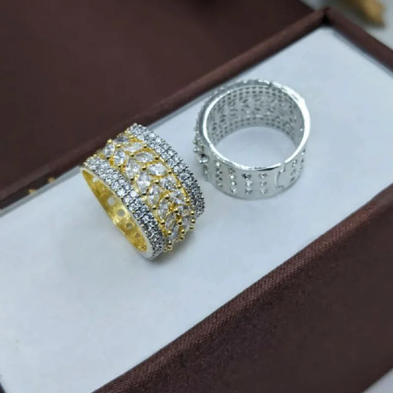 everyday stackable rings for women -Aamrapali Gold And Silver Plated Austrian Stone Ring