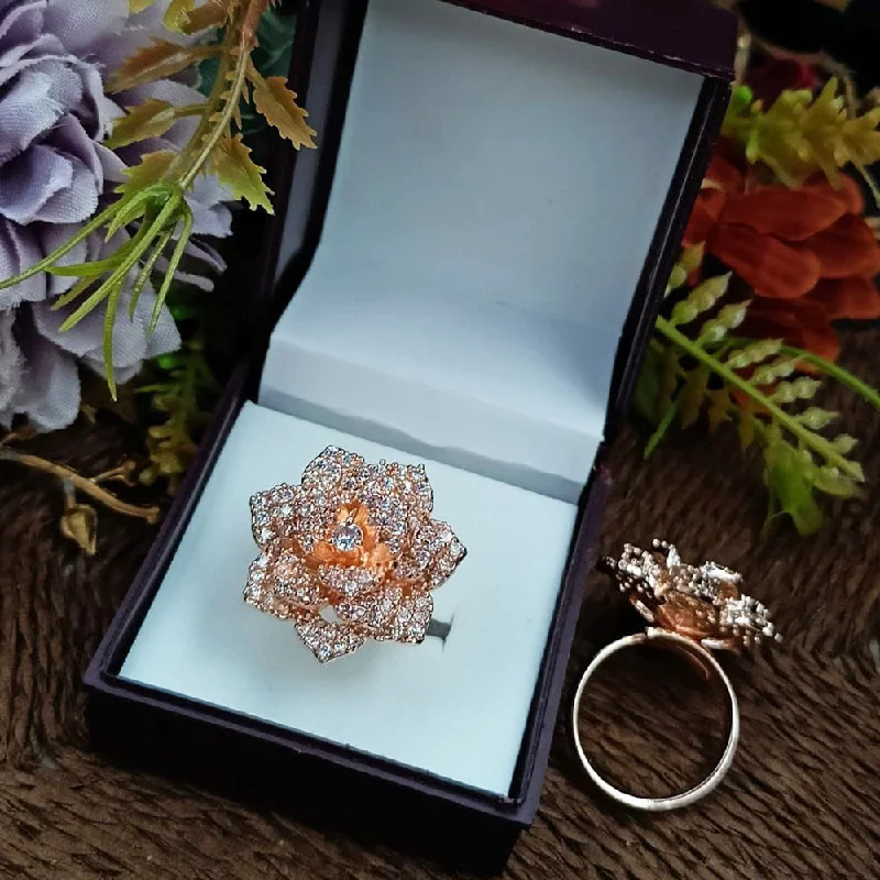 high-end rings for women -Manisha Jewellery  Rose Gold Plated Austrian Stone Adjustable Ring