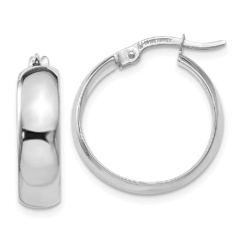 heart-shaped earrings for women -4.5mm Polished Round Hoop Earrings 10k White Gold, 18mm (11/16 Inch)