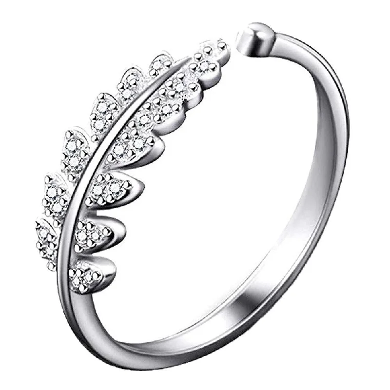 dainty rings for women -Darshana Jewels Silver Plated Austrian Stone Adjustable Ring