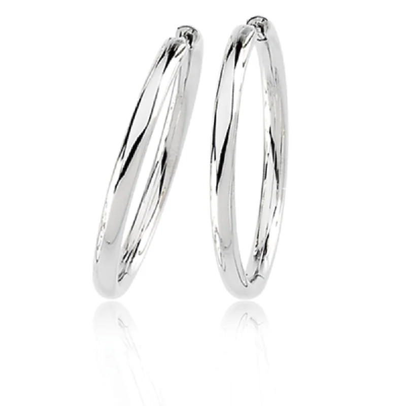 opal earrings for women -2.6mm Endless Round Hinged Hoop Earrings in 14k White Gold, 29mm