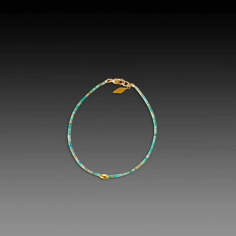 minimalist bracelets for women -Turquoise Bracelet with 22k Diamond Charm