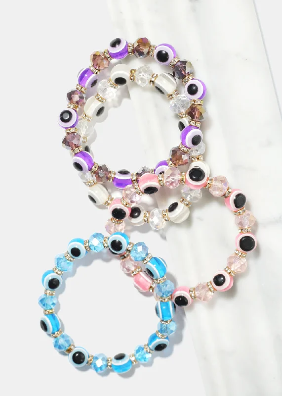 diamond bracelets for women -Evil Eye Vibrant Bead Bracelet