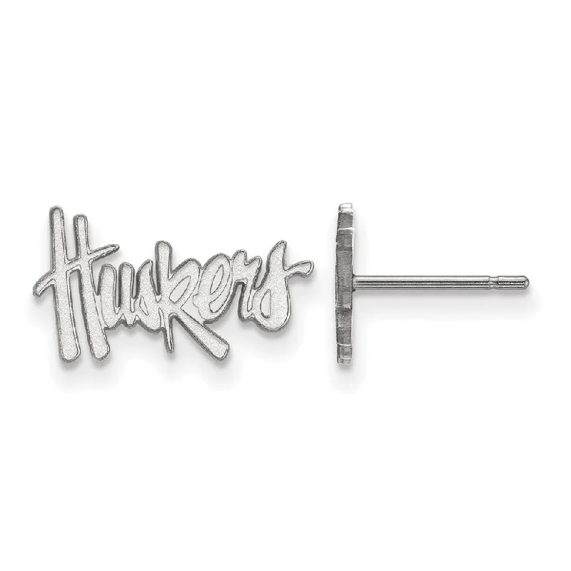 zodiac sign earrings for women -14k White Gold University of Nebraska XS 'Huskers' Post Earrings