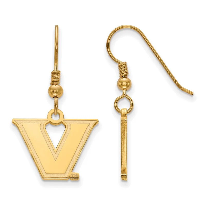 floral earrings for women -14k Gold Plated Silver Vanderbilt University Dangle Earrings