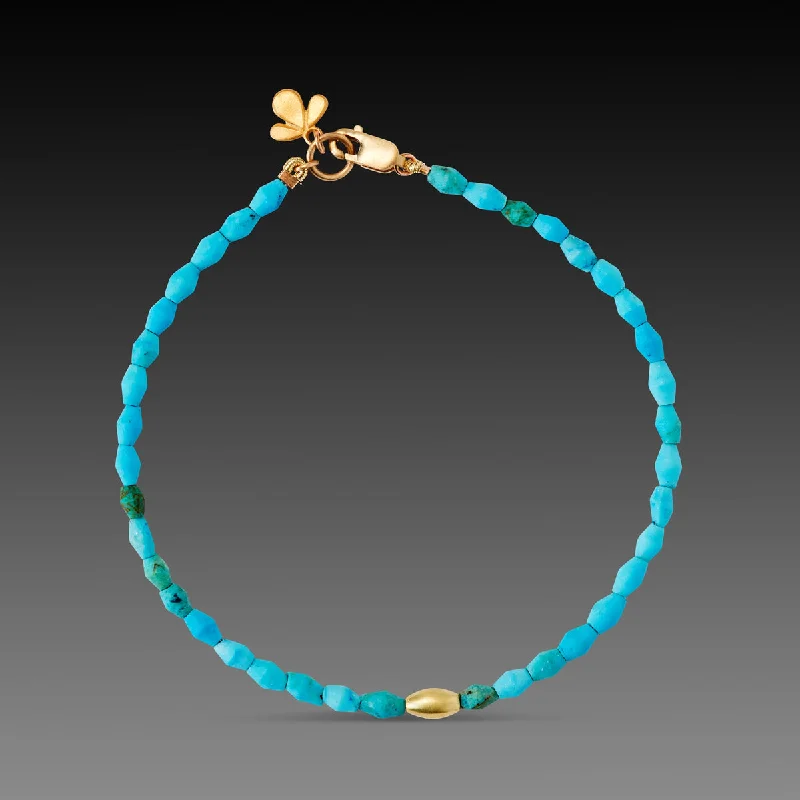 diamond bracelets for women -Egyptian Faience & Gold Bracelet