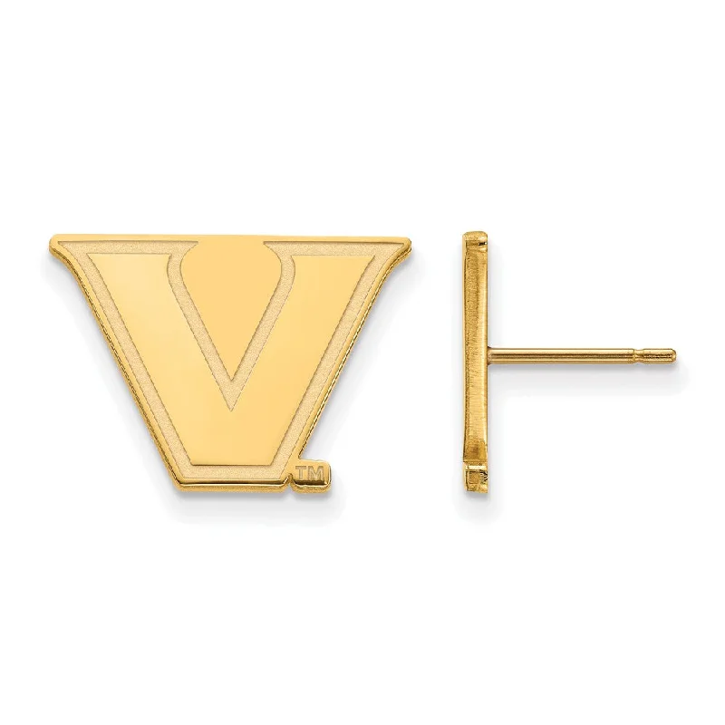 modern geometric earrings for women -10k Yellow Gold Vanderbilt University Small Post Earrings