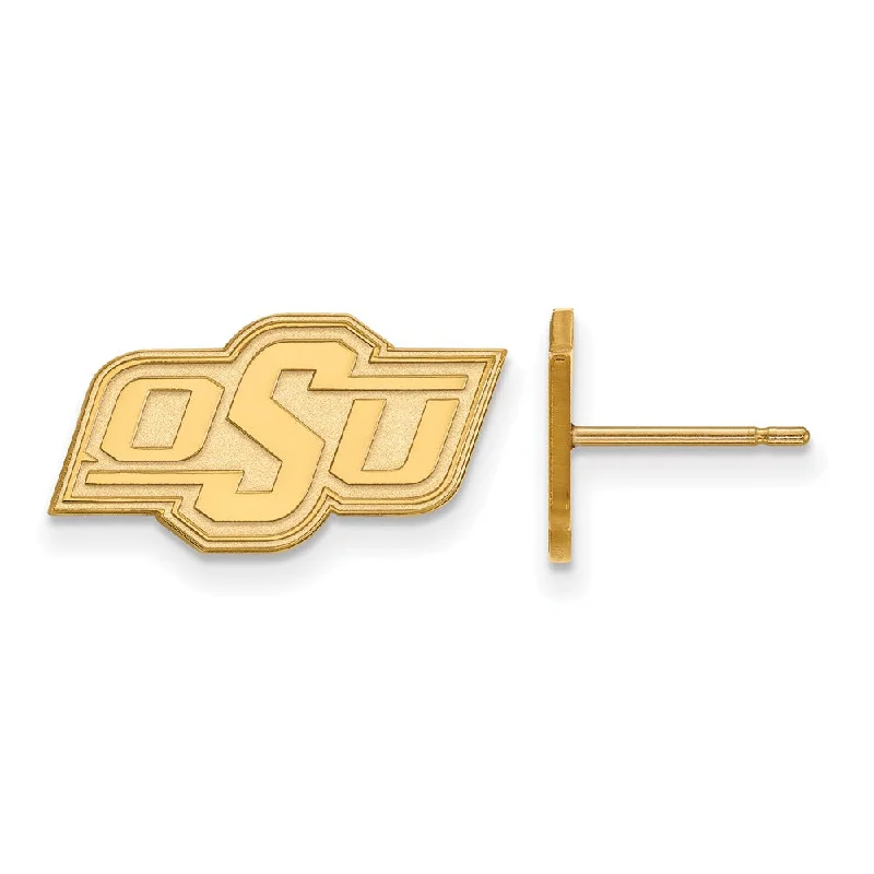 delicate charm earrings for women -14k Yellow Gold Oklahoma State University XS (Tiny) Post Earrings