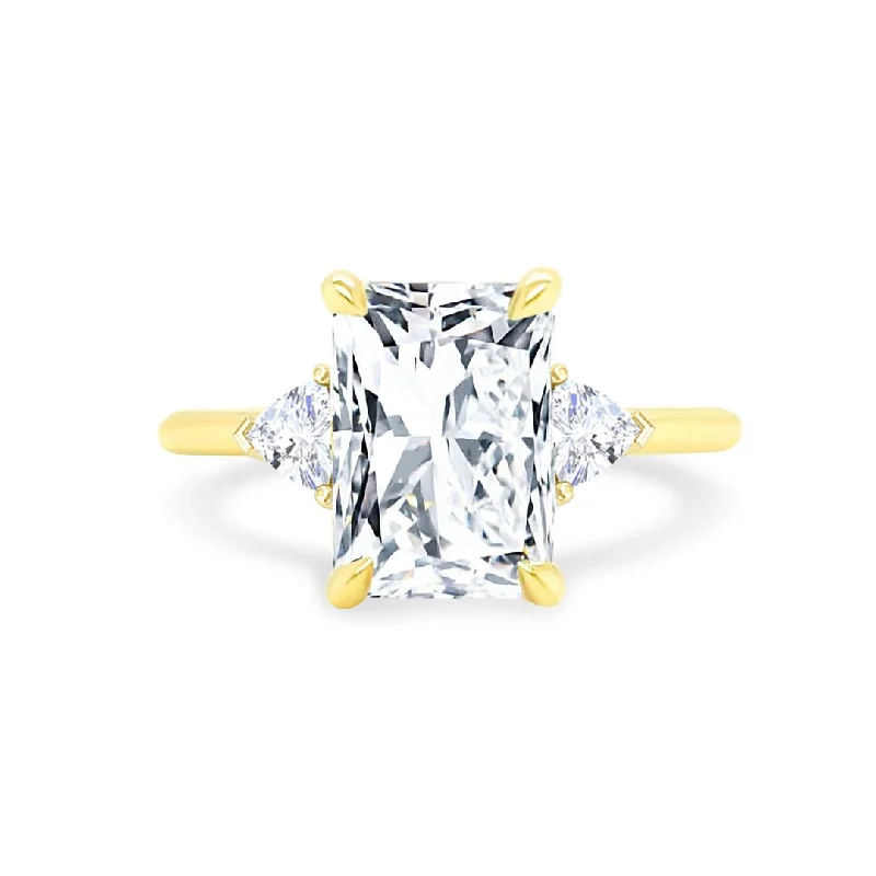 aesthetic gold rings for women -Radiant Cut with Trillion Cut Side Stones