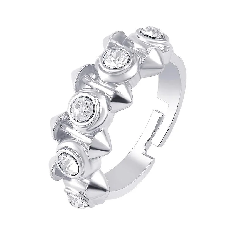 celestial rings for women -Darshana Jewels Silver Plated Austrian Stone Adjustable Ring