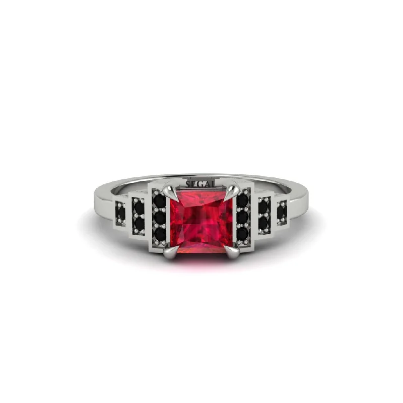 Ruby Geometric Princess Cut Engagement Ring - Thea No. 42