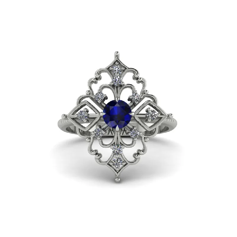 Diamond Royal Filigree Cluster Engagement Ring - Zinnia No. 15