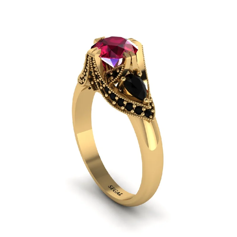 Ruby Vintage Round Cut Engagement Ring - Kali No. 40