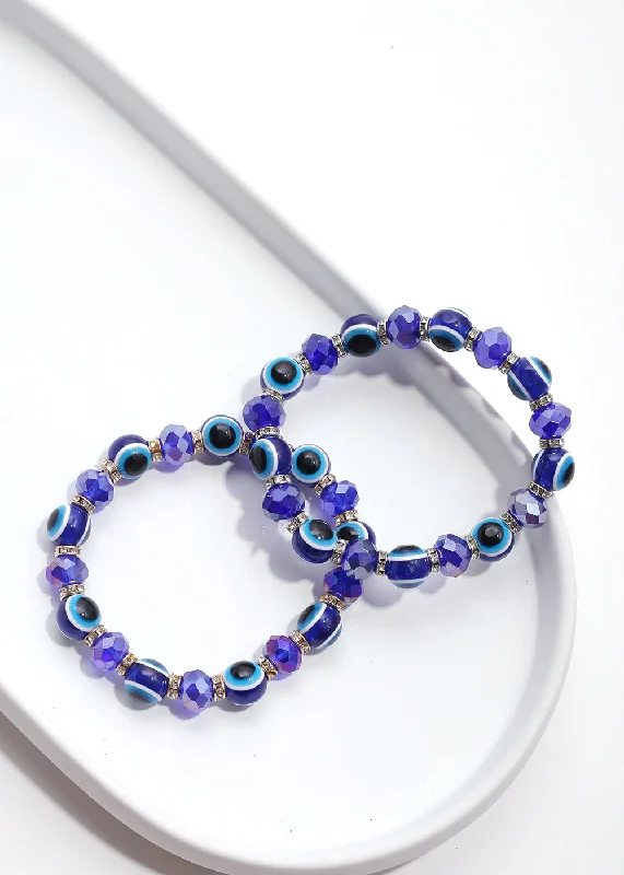 personalized bracelets for women -Blue Evil Eye Bead Bracelet