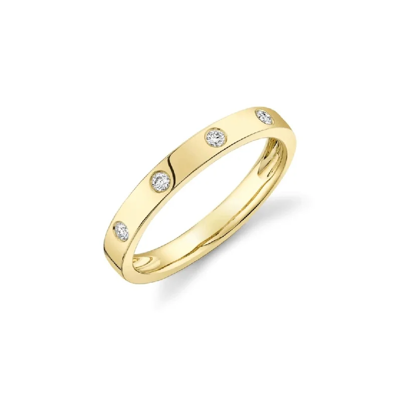 minimalist gold rings for women -4 Diamond Gold Band