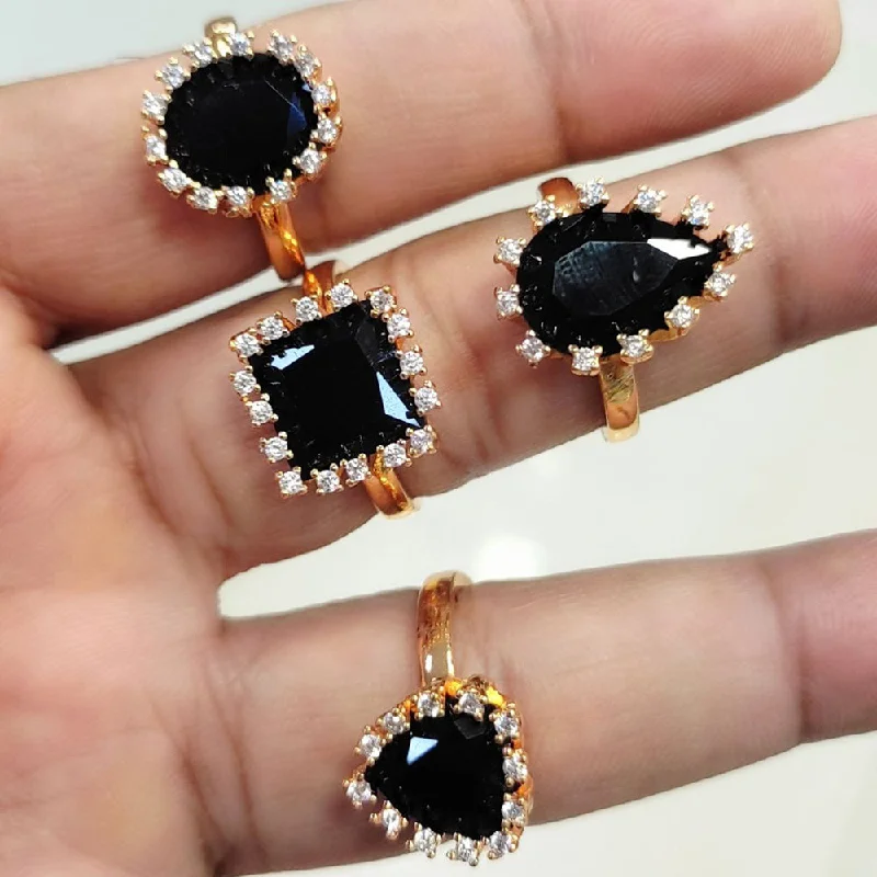 gold vermeil rings for women -Aamrapali Austrian Stone And Crystal Stone Ring (1 Piece Only Assorted Design)