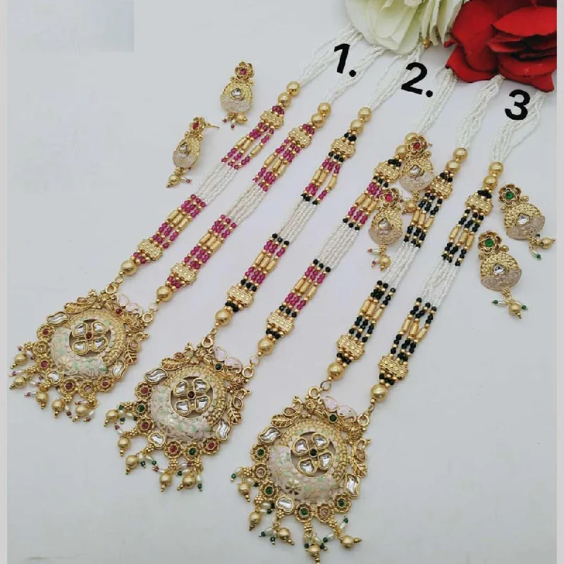 initial necklaces for women -FS Collection Gold Plated Long Necklace Set (1 Piece Only Assorted Design)