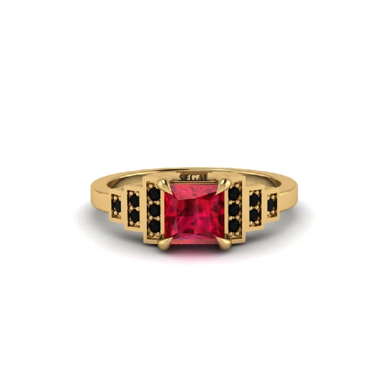 Ruby Geometric Princess Cut Engagement Ring - Thea No. 40