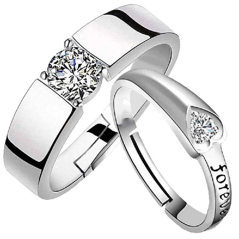 designer rings for women -Darshana Jewels Silver Plated Adjustable Couple Ring