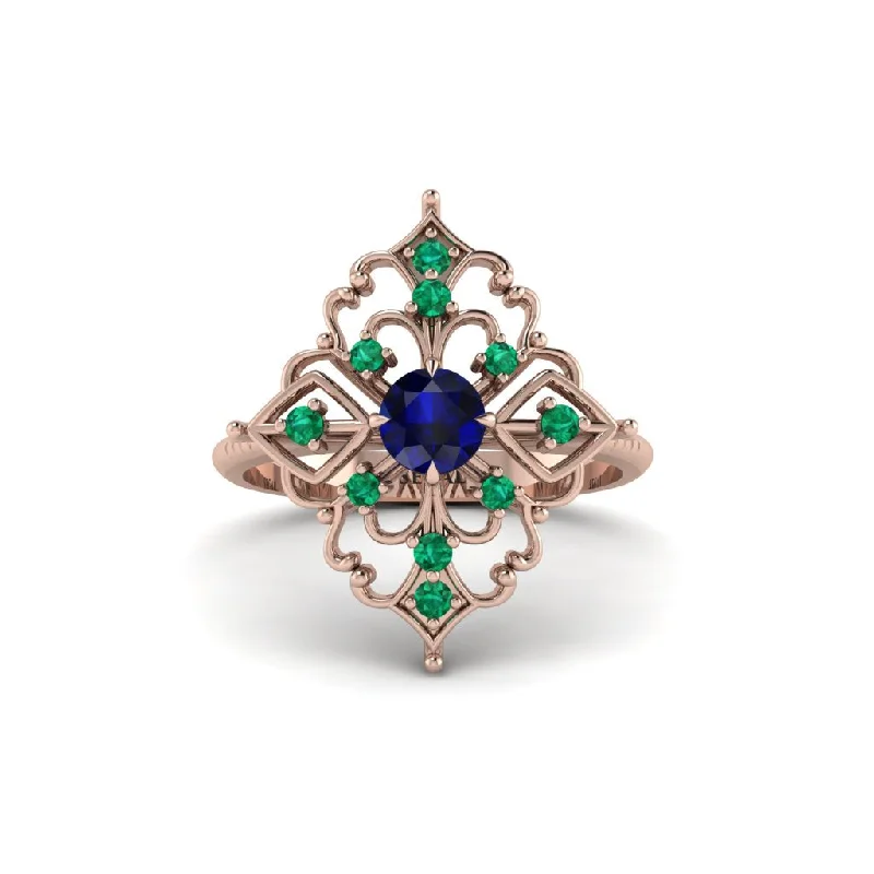 Emerald Royal Filigree Cluster Engagement Ring - Zinnia No. 29