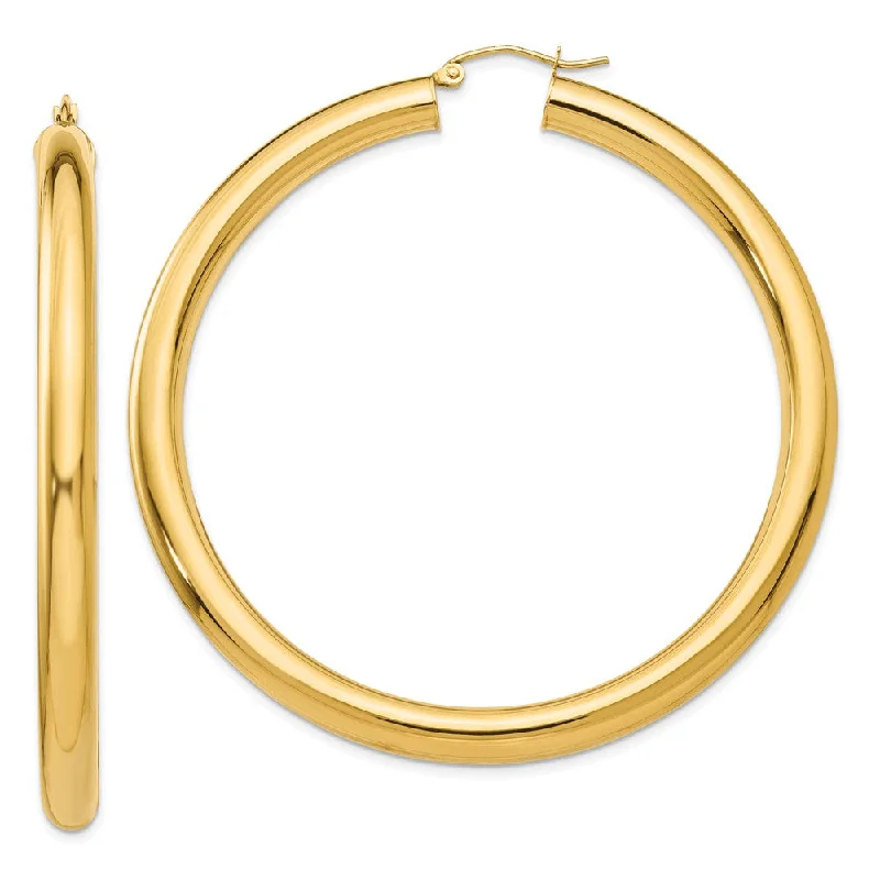 drop pearl earrings for women -5mm, 14k Yellow Gold Classic Round Hoop Earrings, 60mm (2 3/8 Inch)