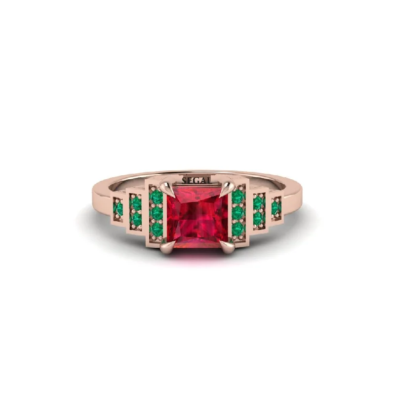 Ruby Geometric Princess Cut Engagement Ring - Thea No. 26