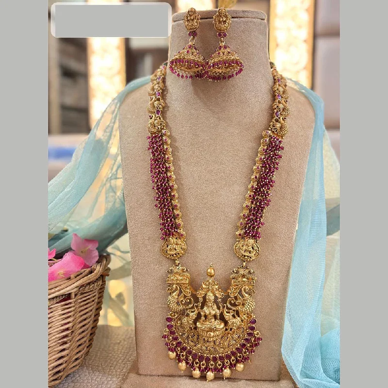 high-end necklaces for women -Jewel Addiction Gold Plated Pota Stone And Pearls Temple Long Necklace Set