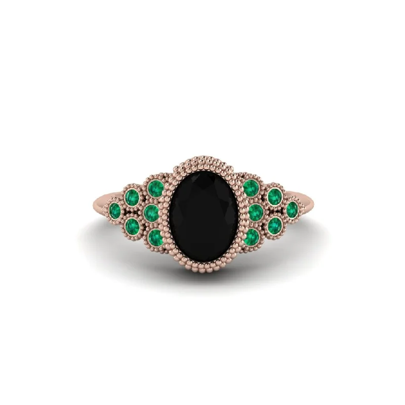 Emerald Milgrain Beaded Bezel Engagement Ring - Stacy No. 23