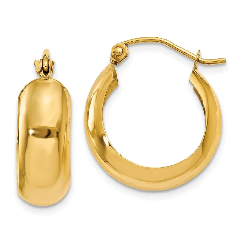 unique handcrafted earrings -7mm, 14k Yellow Gold Half Round Hoop Earrings, 18mm (11/16 Inch)