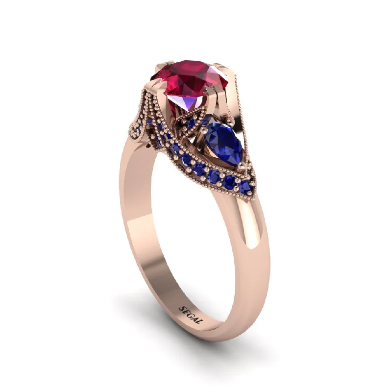 Ruby Vintage Round Cut Engagement Ring - Kali No. 71