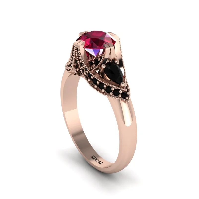 Ruby Vintage Round Cut Engagement Ring - Kali No. 41