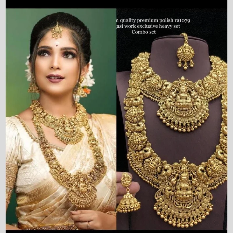 classic chain necklaces for women -Manisha Jewellery Gold Plated Temple Double Necklace Set