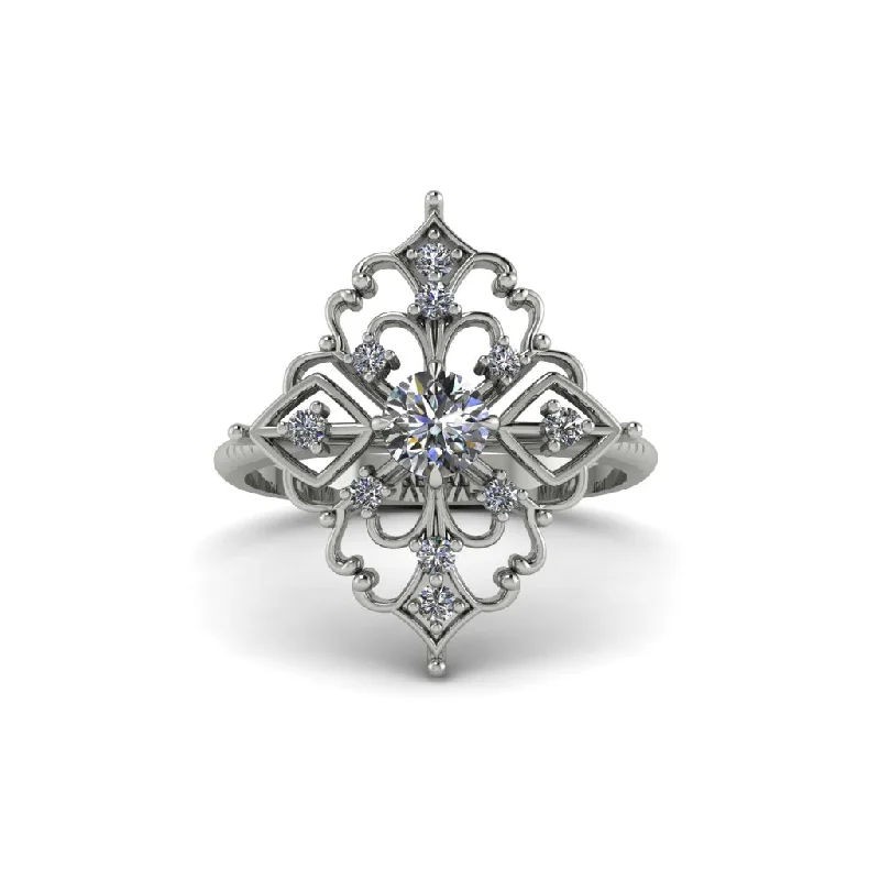 Diamond Royal Filigree Cluster Engagement Ring - Zinnia No. 3