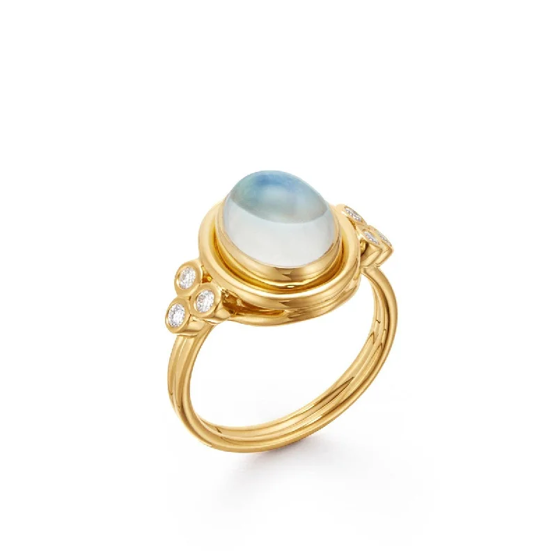 big statement rings for women -18K Blue Moonstone Temple Ring