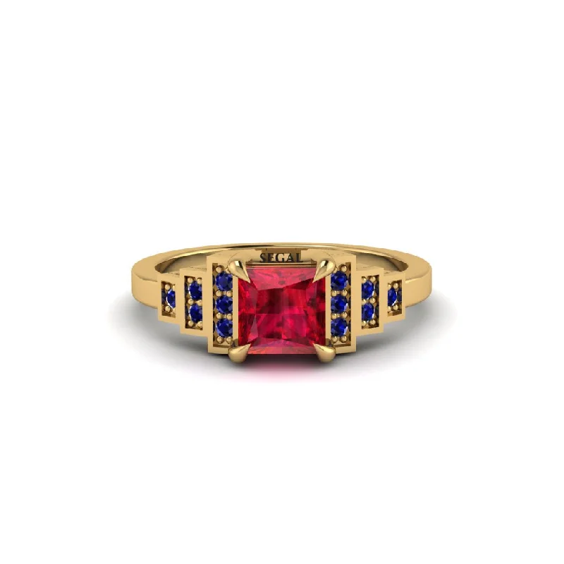 Ruby Geometric Princess Cut Engagement Ring - Thea No. 70