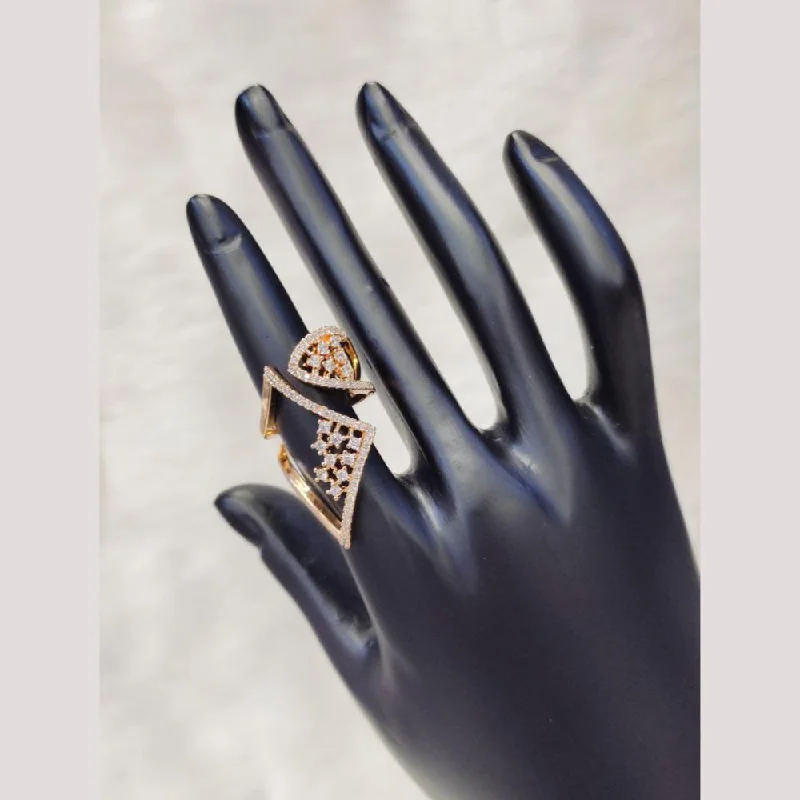 delicate chain rings for women -Aamrapali Rose Gold Plated Austrian Stone Ring