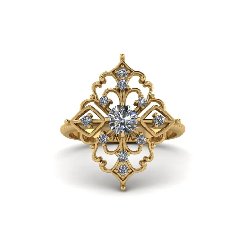 Diamond Royal Filigree Cluster Engagement Ring - Zinnia No. 1