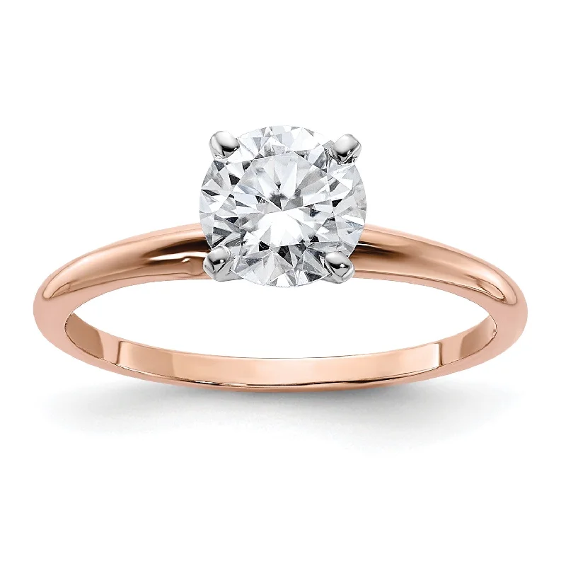 6.5MM Round Moissanite Solitaire Engagement Ring in 14KT Rose Gold; Size 7