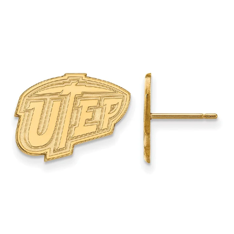 cubic zirconia studs for women -10k Yellow Gold University of Texas El Paso Post Earrings