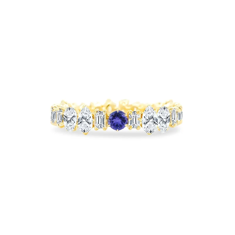 designer rings for women -Multi Shape Gemstone and Diamond Eagle Prong Band