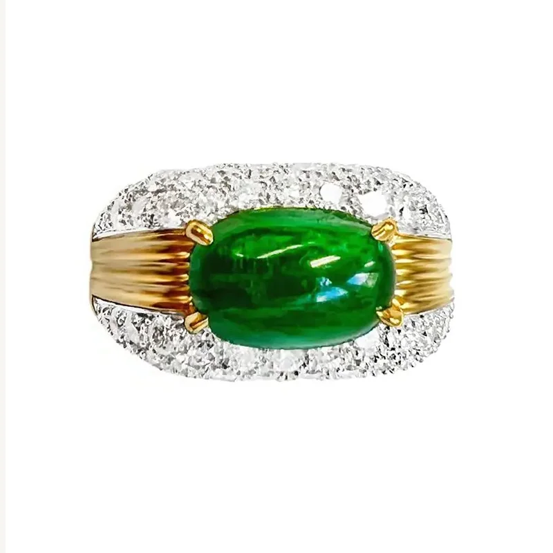 aquamarine rings for women -Emerald & Diamond Dome Ring