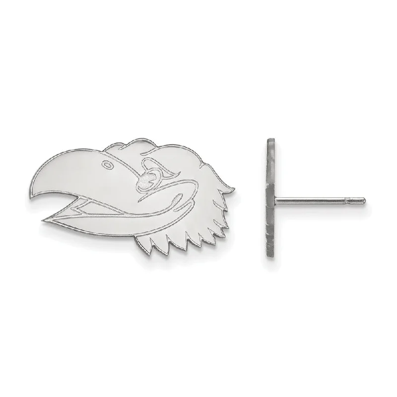 unique handcrafted earrings -Sterling Silver University of Kansas Small Mascot Head Post Earrings