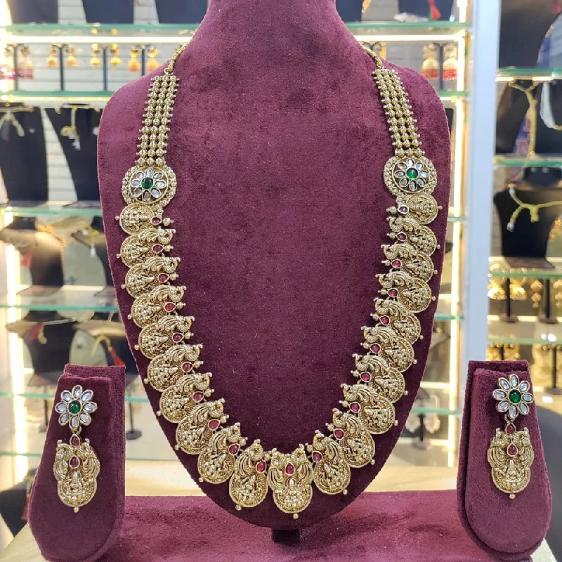 birth year necklaces for women -Manisha Jewellery Gold Plated Pota Stone Temple Necklace Set