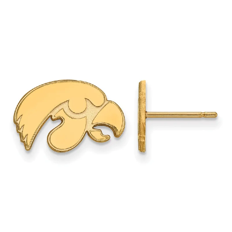 minimalist earrings for women -14k Yellow Gold University of Iowa XS (Tiny) Mascot Post Earrings