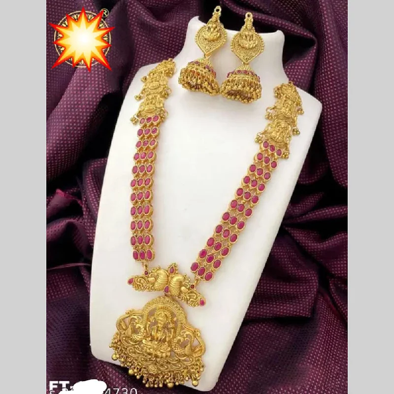 open heart necklaces for women -Manisha Jewellery Gold Plated Pota Stone Temple Necklace Set