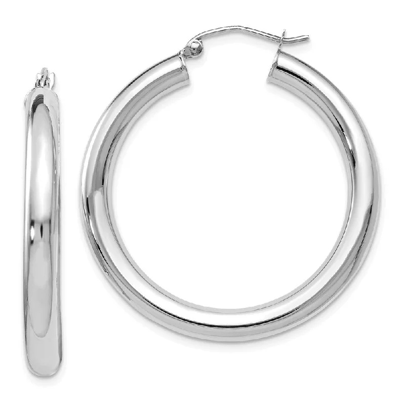 moonstone earrings for women -4mm x 34mm (1 5/16 Inch) 14k White Gold Classic Round Hoop Earrings