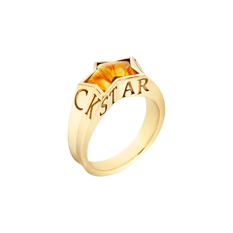 designer rings for women -Citrine No Regrets Rock Star Pinky Ring