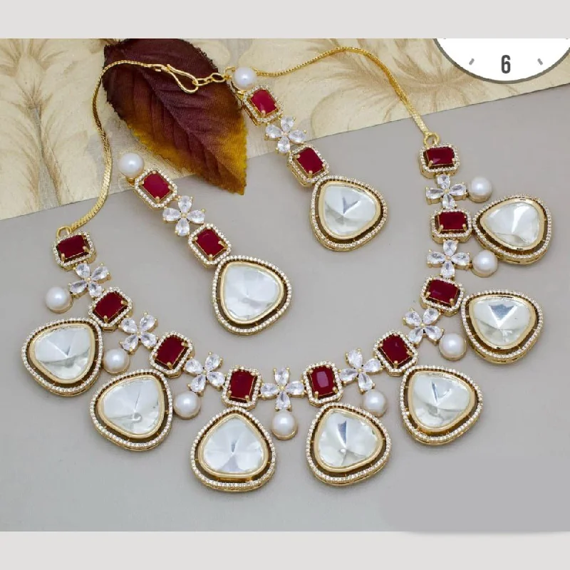 gold necklaces for women -Manisha Jewellery Gold Plated American Diamond Necklace Set