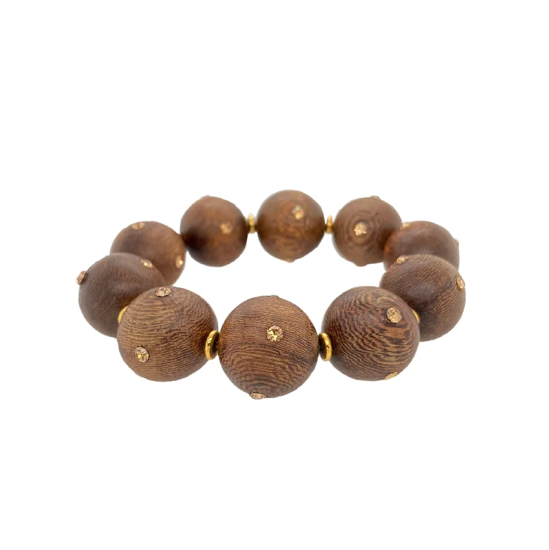 gold bracelets for women -Wood stretch bracelet