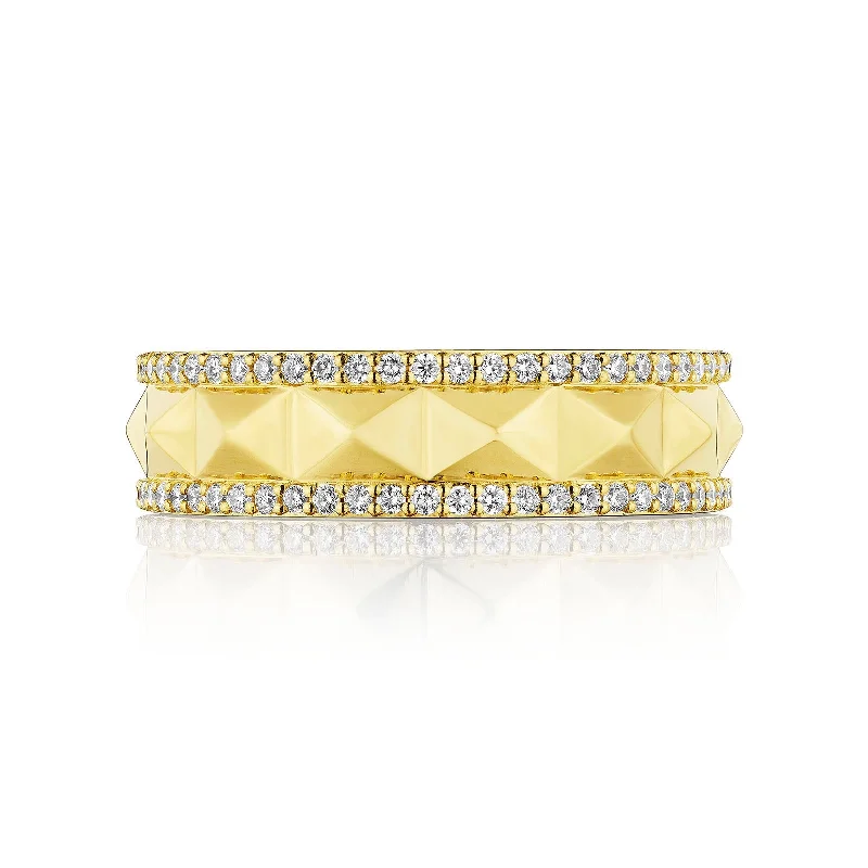 aesthetic gold rings for women -Rockstud Band with Diamonds